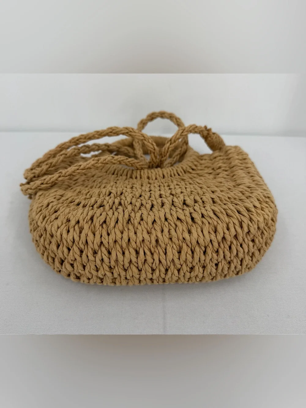 Tan Woven Straw Raffia small beach tote Crossbody Boho Resort vacation coastal
